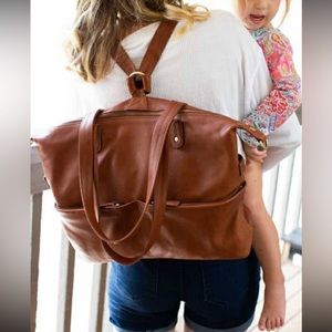 Carry Goods Co M8 Convertible Brown Leather 3-IN-1 Diaper Bag Backpack Purse